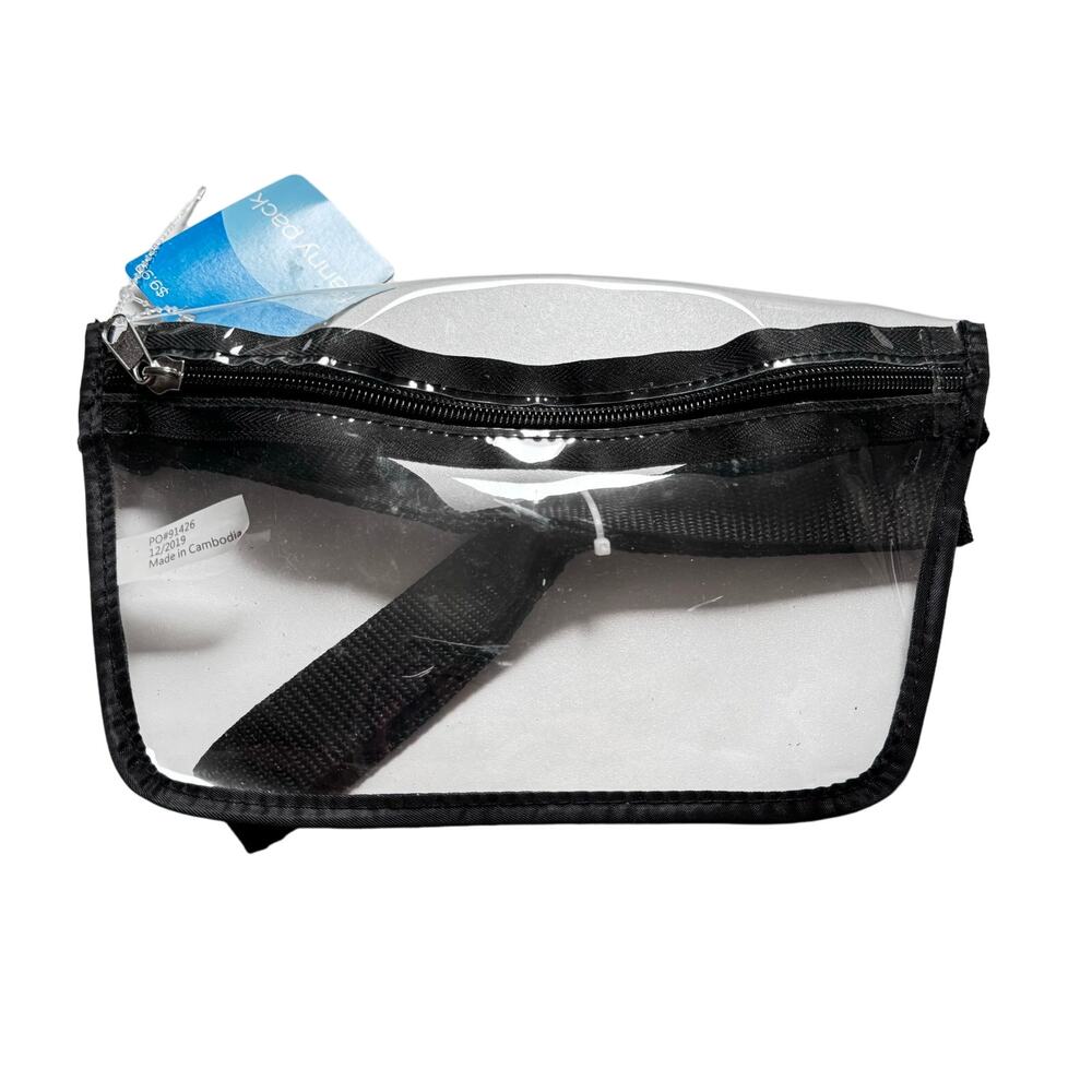 Clear‎ Stadium Fanny Pack Transparent PVC Waist Bag Black Trim Adjustable Strap